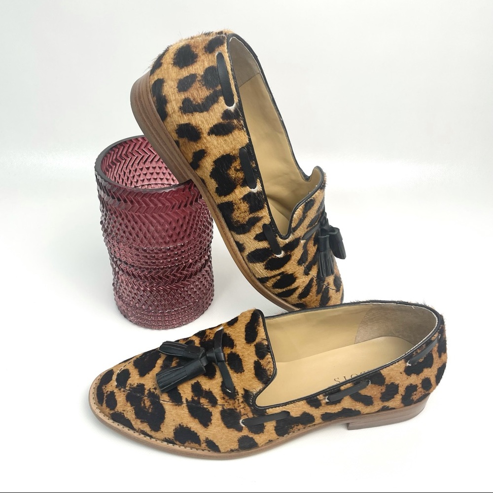 Talbots Leopard Print Tassel Loafers in Tan and Black
